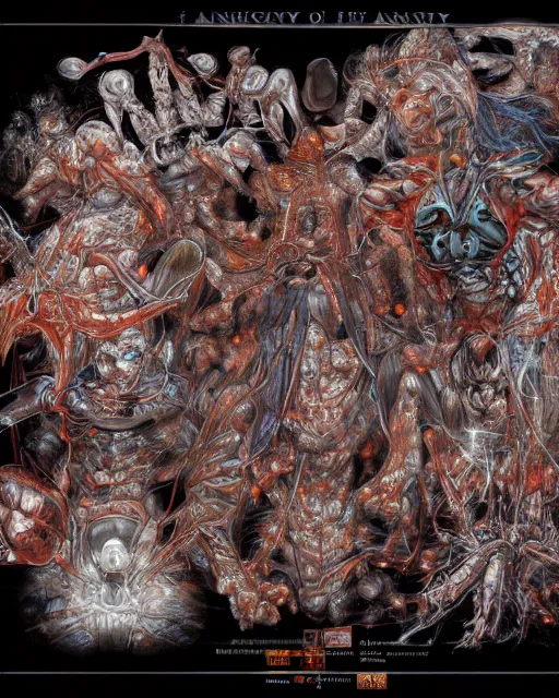 Image similar to anatomy of God by Yoshitaka Amano 4k hyper detailed trending on artstation