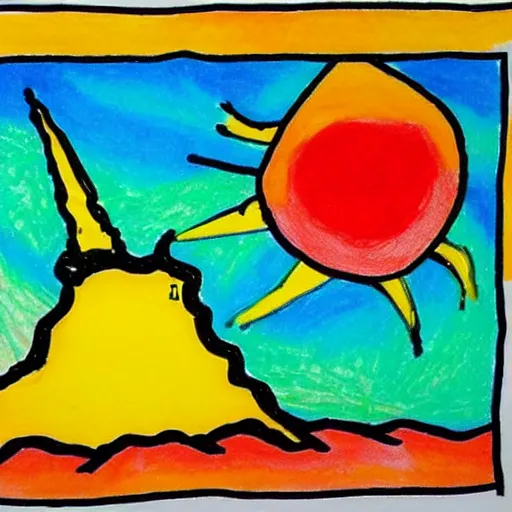 Prompt: a child's crayon drawing of a nuclear explosion