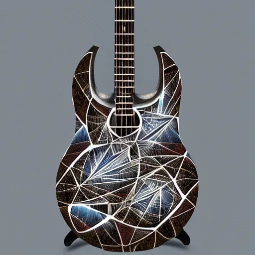 Image similar to a guitar made out of fractals, real life image, hd, high detail