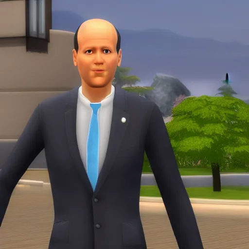 Image similar to Olaf Scholz as a Sim in Sims 3