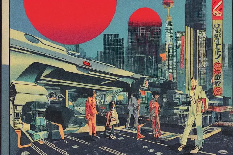 Image similar to 1 9 7 9 omni cover of a japanese park surrounded by a tall defense wall in the middle of neo - tokyo. art in cyberpunk style by dali, and vincent di fate