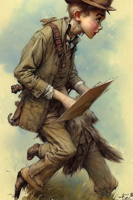 Image similar to (((((1950s adventure book character illustration. muted colors.))))) by Jean-Baptiste Monge !!!!!!!!!!!!!!!!!!!!!!!!!!!