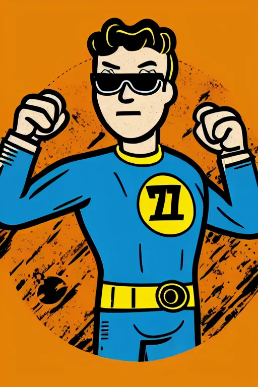 Image similar to fallout 7 6 retro futurist illustration art by butcher billy, sticker, colorful, illustration, highly detailed, simple, smooth and clean vector curves, no jagged lines, vector art, smooth andy warhol style