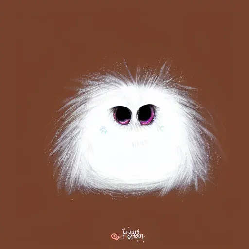 Prompt: a fluff made of marshmallow, super cute with big manga eyes, digital art