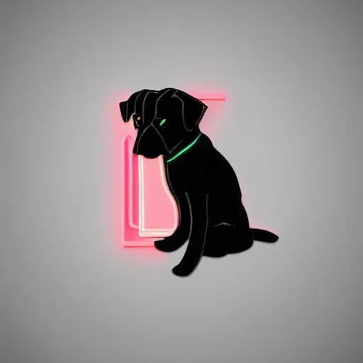 Image similar to neon noir portrait of a small cyborg dog, illustration