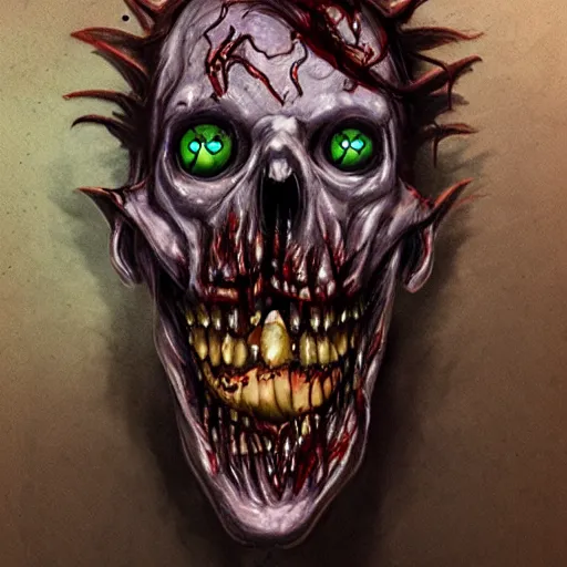 Image similar to eldritch horror zombie, teeth exposed, concept art, detailed