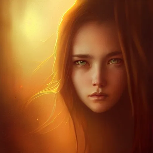 Prompt: attractive young girl portrait, atmospheric lighting, painted, intricate, volumetric lighting, beautiful, rich deep colors masterpiece, golden hour, sharp focus, ultra detailed, by Leesha Hannigan, Ross Tran, Thierry Doizon, Kai Carpenter, Ignacio Fernández Ríos