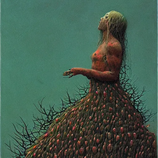 Prompt: girl in thorns by Beksinski