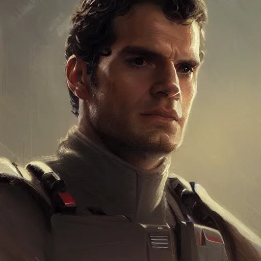 Prompt: portrait of a man by Greg Rutkowski, Henry Cavill as a soldier from the Galactic Alliance from the Star Wars Expanded Universe, scifi, highly detailed portrait, digital painting, artstation, concept art, smooth, sharp foccus ilustration, Artstation HQ