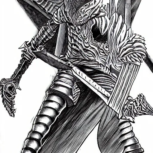 Image similar to Guts, Berserk, in the style of kentaro miura, very detail, masterpiece, award winning, greatsword