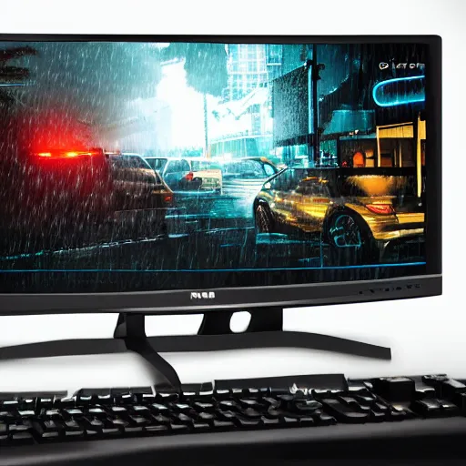 Image similar to gaming monitor under rain