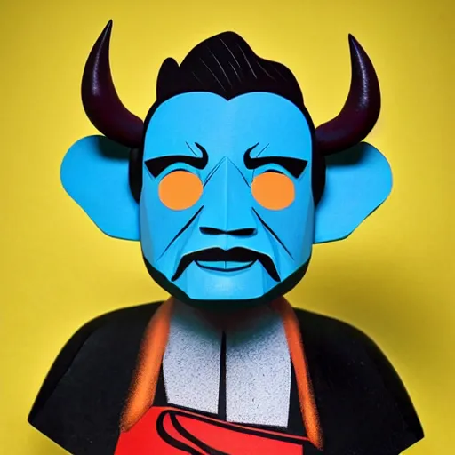 Prompt: a pablo picasso bull stop motion vinyl action figure, plastic, toy, butcher billy style
