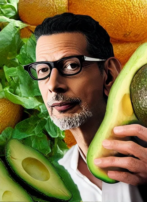 Image similar to jeff goldblum inside avocado