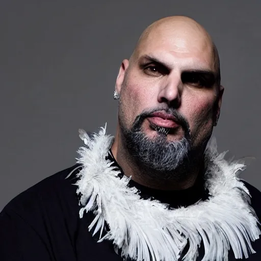 Image similar to john fetterman in a dress made of feathers!!!!,