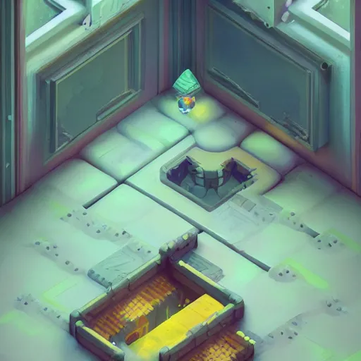 Image similar to game level design for death’s door, isometric :: painting overlay by beeple by Raffaello Sanzi and Chao Teng Zhao :: centered,pixar and dreamwork, ghibli, artstation, smooth, sharp focus, octane render