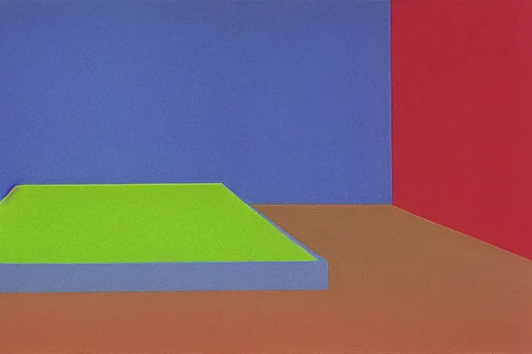 Image similar to david hockney minimalist grainy noisy James Turrell painting of the Mona Lisa