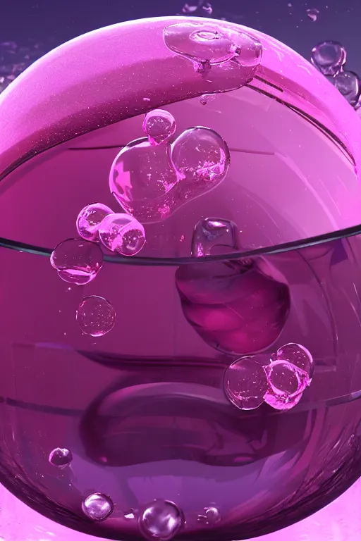 Prompt: Spherical Vat filled with Pink Liquid and Ice Cubes, mechanical, tubing, fantasy, digital art, trending on artstation, 4k, ultra detailed