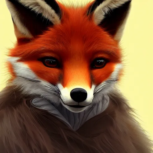 Image similar to a painting of a fox in a fur coat, a character portrait by Haukur Halldórsson, cgsociety contest winner, furry art, speedpainting, concept art, polycount