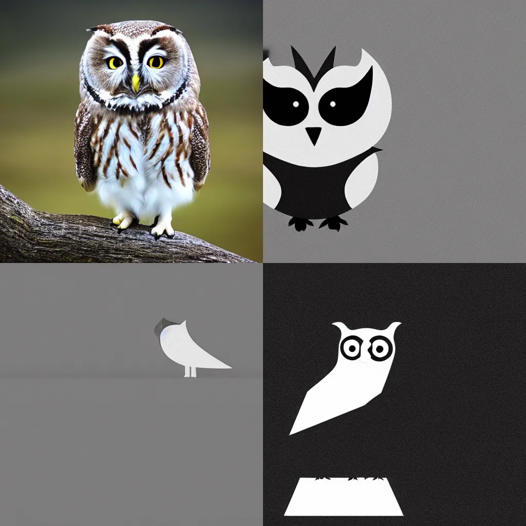 Prompt: minimalistic owl, landscape