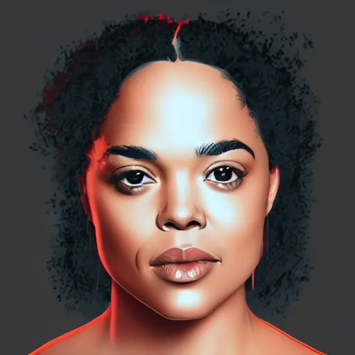 Image similar to portrait of Tessa Thompson, digital art