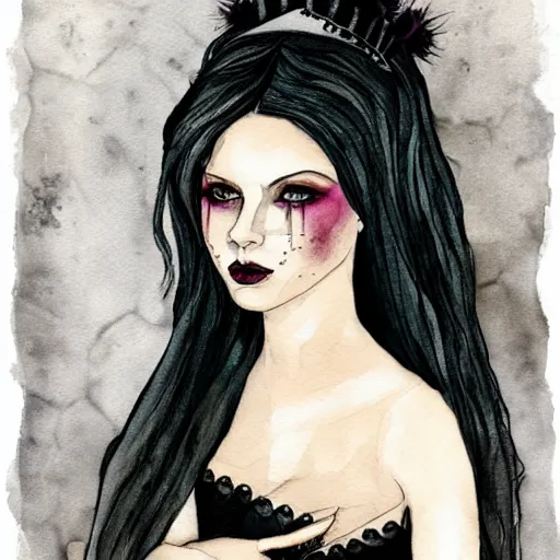 Prompt: gothic princess portrait, by emperpep, watercolor