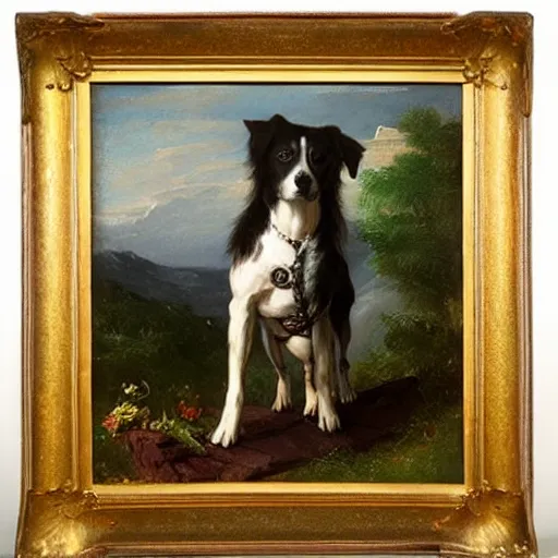 Image similar to a dog in tight jeans painted by thomas cole