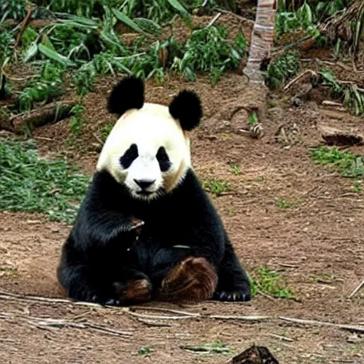 Prompt: panda enslaving humanity, very detailed