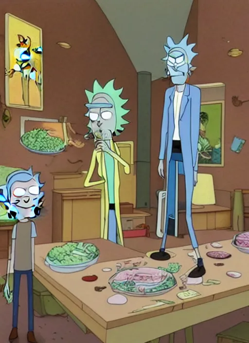 Prompt: Candid photo Rick and Morty in real life, by Annie Lebovitz