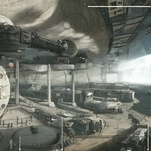 Prompt: photo of a dieselpunk moonbase