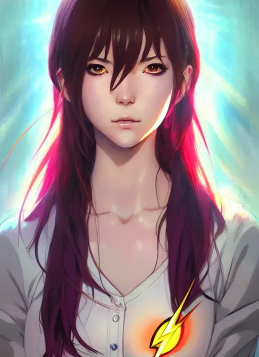Prompt: portrait Anime as Flash girl cute-fine-face, pretty face, realistic shaded Perfect face, fine details. Anime. realistic shaded lighting by katsuhiro otomo ghost-in-the-shell, magali villeneuve, artgerm, rutkowski, WLOP Jeremy Lipkin and Giuseppe Dangelico Pino and Michael Garmash and Rob Rey