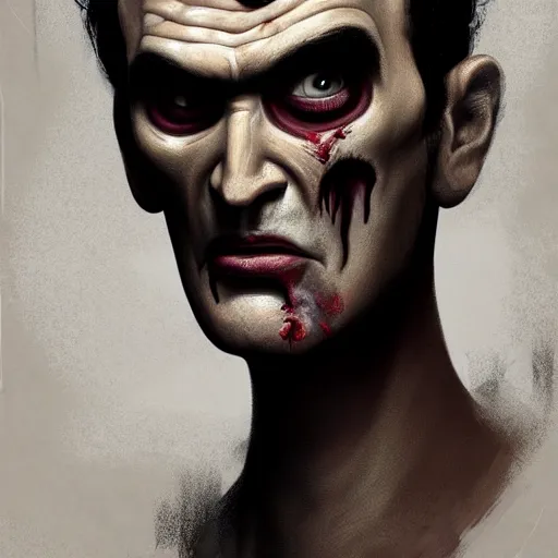 Image similar to portrait of a smooth skinned handsome zombie version of morrissey as a zombie with cuts and with a large quiff and thick eyebrows, 7 days to die zombie, realistic proportions, fine art, award winning, intricate, elegant, sharp focus, cinematic lighting, digital painting, 8 k concept art, art by brom, art by michael hussar, 8 k