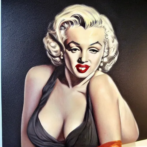 Image similar to pencil art, detailed portrait of marilyn monroe, full body view, intricate, hyper detailed, realistic, oil painting, by julie bell, frank frazetta, cinematic lighting