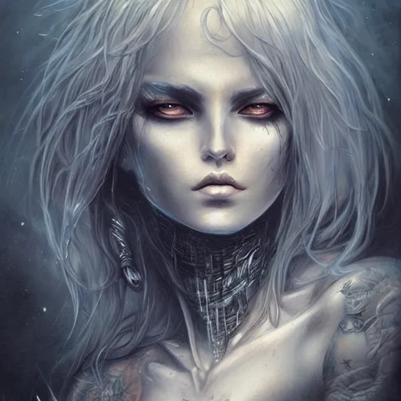 Image similar to a highly detailed portrait in the style of luis royo and in the style of peter mohrbacher..