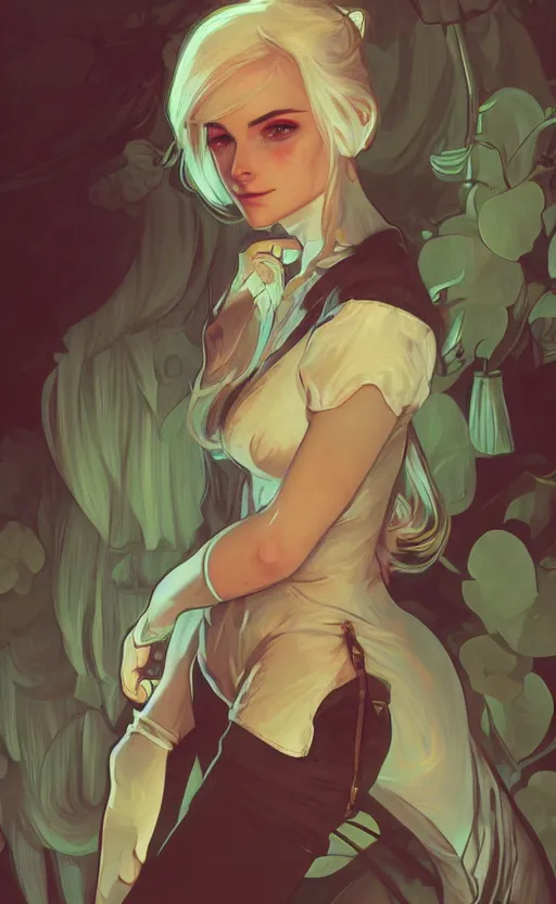 Prompt: Ciri, ambient lighting, 4k, alphonse mucha, lois van baarle, ilya kuvshinov, rossdraws, artstation