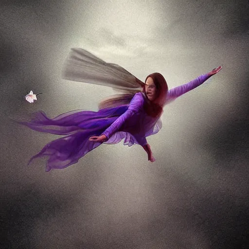 Image similar to Digital art of a person flying in a lucid dream, beautiful composition