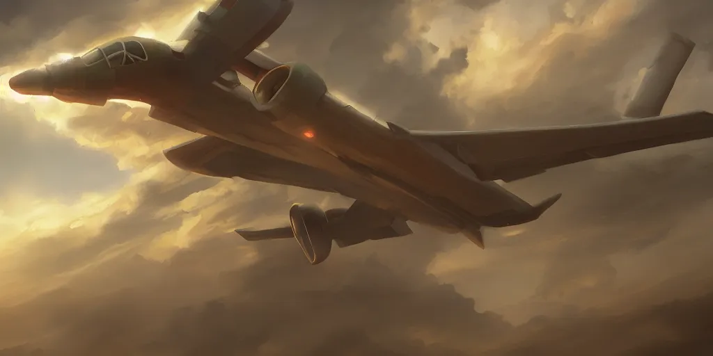 Image similar to an airplane, detailed oil painting, cinematic angle, hyperrealistic, breathtaking, volumetric lighting, cinematic lighting, dynamic, Studio Ghibli, digital art, octane render, epic composition, trending on artstation, masterpiece