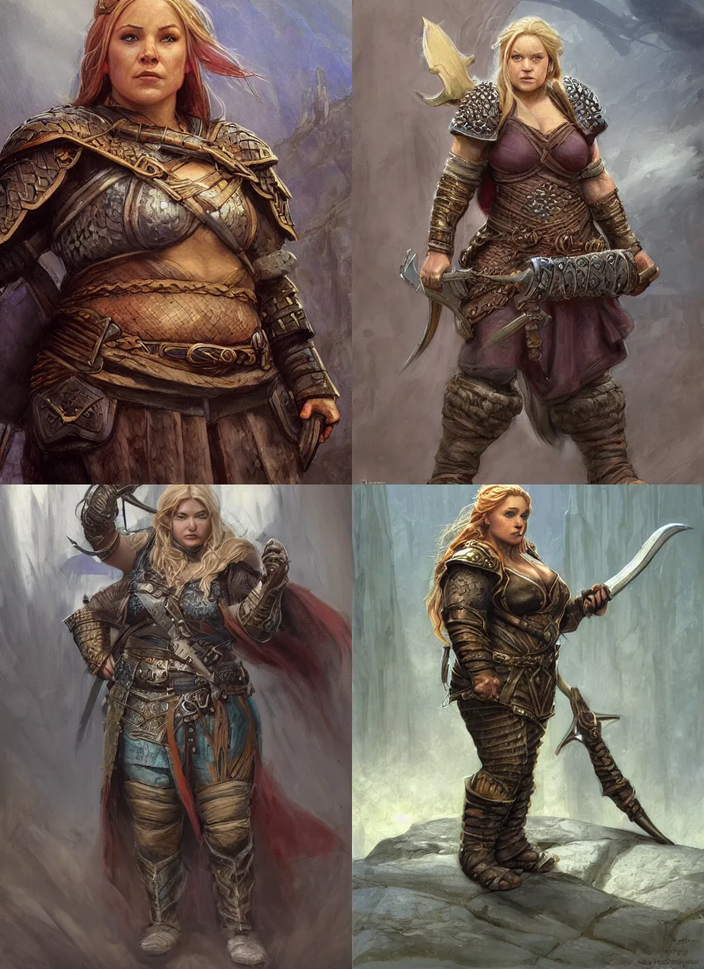 prompthunt: female dwarf cleric, d&d, Wayne Reynolds