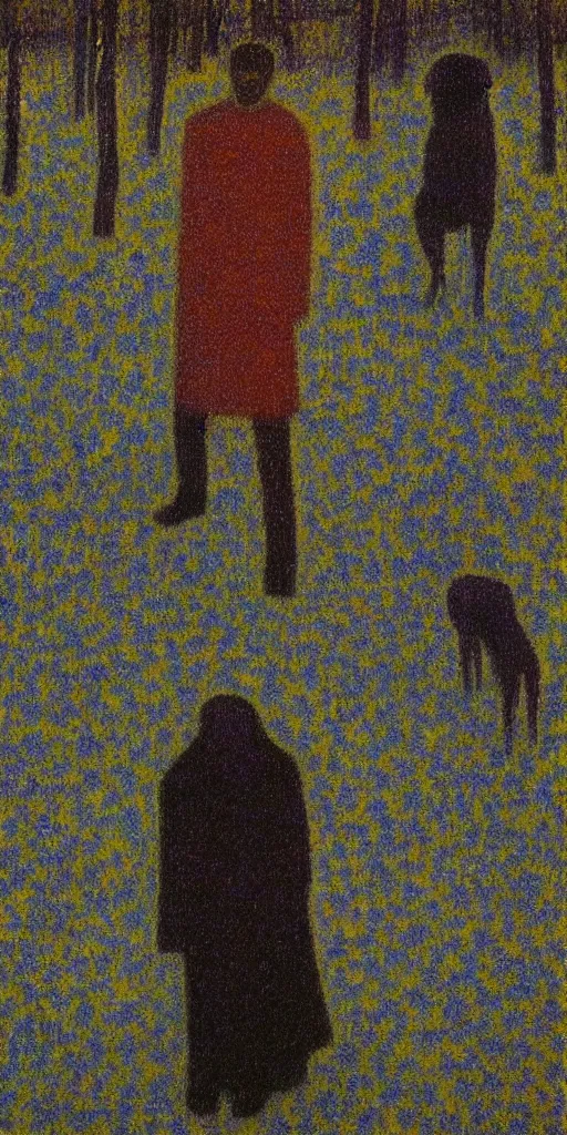 Image similar to a film still of ghost dog by jim jarmusch 1 9 9 9 movie, painted by georges seurat, impressionism, pointillism, detailed