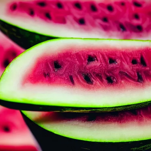 Image similar to close up high resolution photo of purple watermelon, very tasty, food photography, instagram, trending