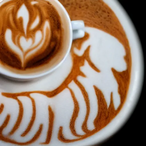 Prompt: a closeup photorealistic photograph of barista drawing bichon frise shaped latte art in a cup. professional capture, well lit shot. this 4 k hd image is trending on artstation, featured on behance, well - rendered, extra crisp, features intricate detail, epic composition and the style of unreal engine.