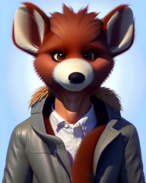 Prompt: character concept art of a cute young male anthropomorphic furry | | adorable muzzle, key visual, realistic shaded perfect face, fine details by stanley artgerm lau, wlop, rossdraws, james jean, andrei riabovitchev, marc simonetti, and sakimichan, trending on weasyl