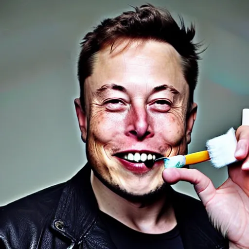 Prompt: Elon Musk brushing teeth