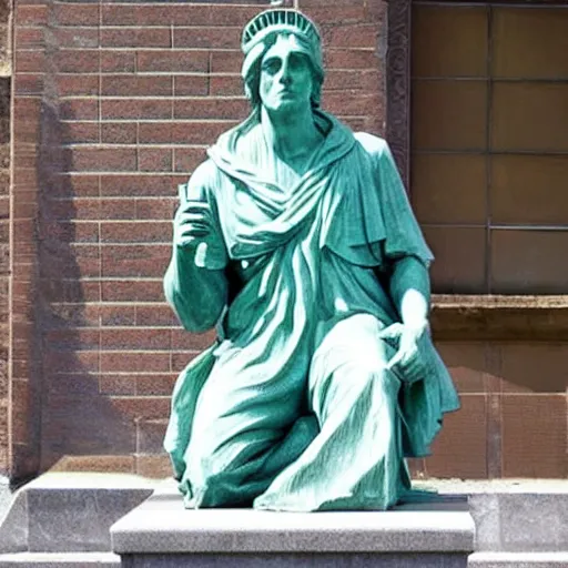 Prompt: liberty statue sitdown pose, very convincing