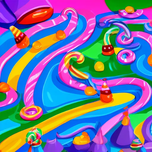 Prompt: candyland rpg background, artstation,