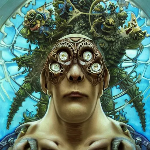 Image similar to portrait of hybrid between spongebob and godzilla made with porcelain by Jeff Easley and Peter Elson + beautiful eyes, beautiful face + symmetry face + border and embellishments inspiried by alphonse mucha, fractals in the background, galaxy + baroque, gothic, surreal + highly detailed, intricate complexity, epic composition, magical atmosphere + masterpiece, award winning + trending on artstation