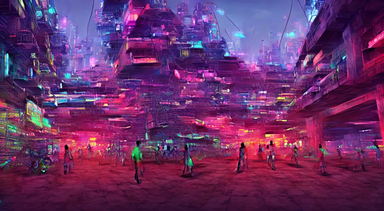 Prompt: Cyberpunk Shipping Port, futuristic Phnom-Penh Cambodia, neon lighting