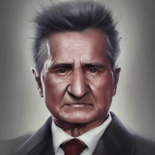 Image similar to Nicolae ceausescu , made by Stanley Artgerm Lau, WLOP, Rossdraws, ArtStation, CGSociety, concept art, cgsociety, octane render, trending on artstation, artstationHD, artstationHQ, unreal engine, 4k, 8k,