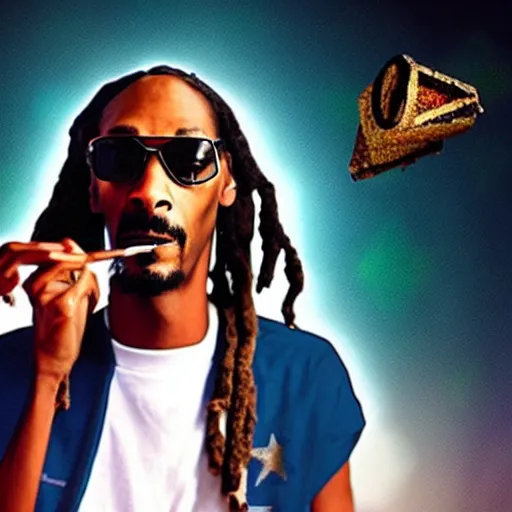 Image similar to photograph of snoop dog smoking a joint while riding a shooting star, filmic, cinematographic