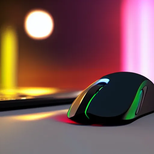 Image similar to an rgb computer mouse sitting on a laptop, artstation, cgsociety contest winner, 4 k, 8 k, 3 5 mm lens