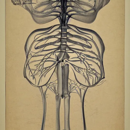 Image similar to clinical x - ray image of a jonquil in cut view with anatomical description, low coloration, highly detailed, 8 k